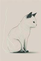 drawing of a cat sitting on the ground. generative ai. photo