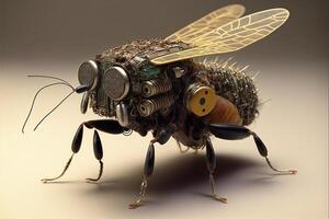 close up of a fly on a table. . photo