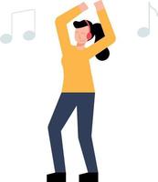 Girl wearing headphones enjoying music. vector