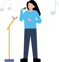 The girl is singing into the mic. vector