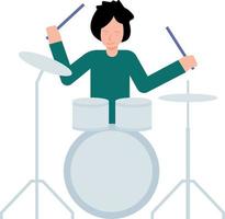 The girl is playing the drummer. vector