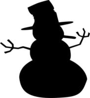 Vector silhouette of snowman on white background