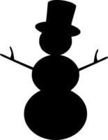 Vector silhouette of snowman on white background