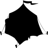 Vector silhouette of tent on white background