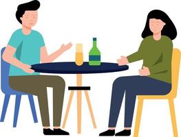 un Pareja es sentado en un restaurante. vector