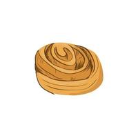 twisted sweet pastry bun. Hand-drawn element in flat style isolated on white background. For a bakery or cafe vector