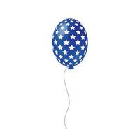 Balloon 3D with white stars on a blue background. Festive balloon for American Independence Day 4th of July vector