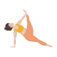 Happy asian of oversized woman in yoga position. Sport and body health positive concept. Love body. Attractive woman of large sizes an active healthy lifestyle vector