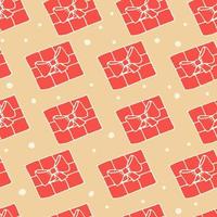 Christmas seamless pattern with gift boxes with bow. Print red boxes on a gold background vector