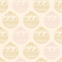 Christmas seamless pattern with Christmas balls in pastel colors. Christmas toys print in scandi style with elk or deer vector