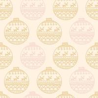 Christmas seamless pattern with Christmas balls in pastel colors. Christmas toys print in scandi style with elk or deer vector