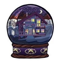 Christmas and Happy New Year illustration. Snow globe with Christmas house. High quality illustration photo