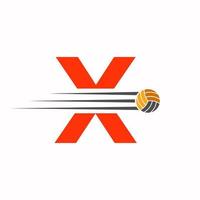 Initial Letter X Volleyball Logo Design Sign. Volleyball Sports Logotype vector