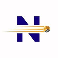 inicial letra norte vóleibol logo diseño signo. vóleibol Deportes logotipo vector