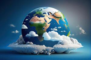 Earth Globe, Blue Background. photo