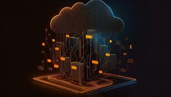 Cloud Compution on Data Server. Cloud Technology. Database Illustration photo