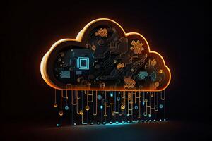 Cloud Compution on Data Server. Cloud Technology. Database Illustration photo