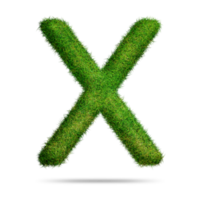 Green grass alphabet letter x for education concept png