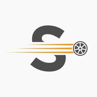 Sport Car Letter S Automotive Logo Concept With Transport Tyre Icon vector