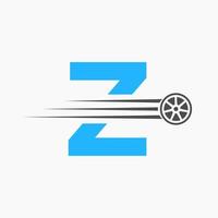 deporte coche letra z automotor logo concepto con transporte neumático icono vector