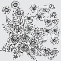 design flower outline element coloring page vector