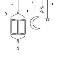 Doodle Lantern Line Art Islamic Decoration vector