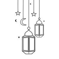 Doodle Lantern Line Art Islamic Decoration vector