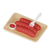 Sausage 3d junk food icon png