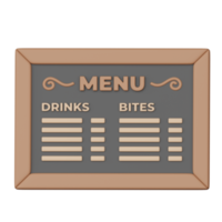 café menu planche 3d café illustration icône png