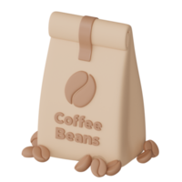 kaffe bönor väska 3d kaffe illustration ikon png