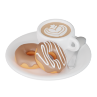 kaffe med munk 3d kaffe illustration ikon png