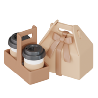 koffie levering doos 3d koffie illustratie icoon png