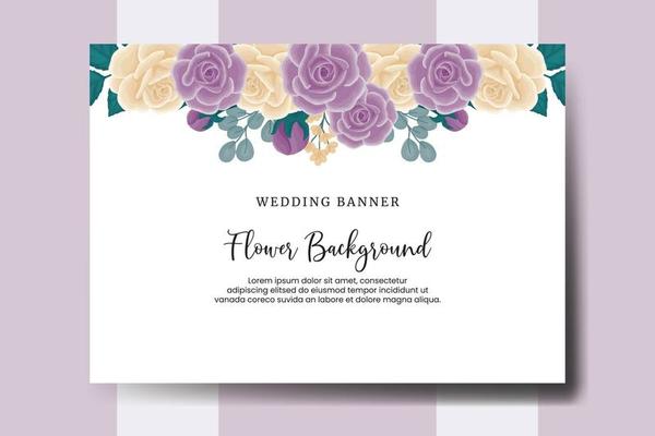 Wedding banner flower background, Digital watercolor hand drawn Rose Flower design Template