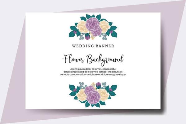 Wedding banner flower background, Digital watercolor hand drawn Rose Flower design Template