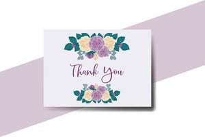 Thank you card Greeting Card Rose Flower Design Template vector