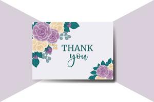 Thank you card Greeting Card Rose Flower Design Template vector