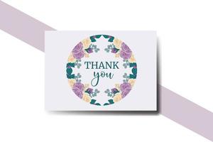 Thank you card Greeting Card Rose Flower Design Template vector