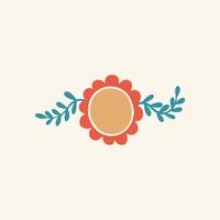 Red Pink Tropical Flower Symbol. Social Media Post. Floral Vector Illustration.