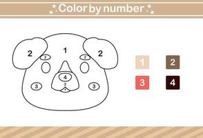 colorear por número de animales lindos. juego educativo adecuado para niños y preescolar vector