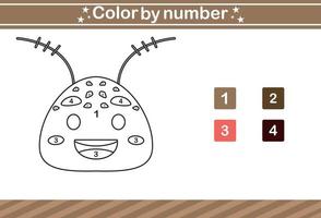 color por número de linda insecto.educativo juego adecuado para niños y preescolar vector