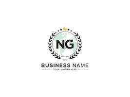 Minimalist Ng Logo Icon, Luxury Crown and Three Star NG Business Logo Letter Design vector