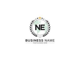 Minimalist Ne Logo Icon, Luxury Crown and Three Star NE Business Logo Letter Design vector