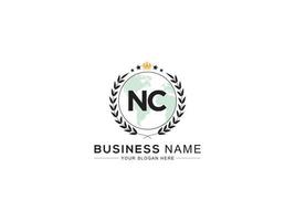 Minimalist Nc Logo Icon, Luxury Crown and Three Star NC Business Logo Letter Design vector