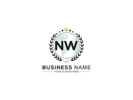Minimalist Nw Logo Icon, Luxury Crown and Three Star NW Business Logo Letter Design vector