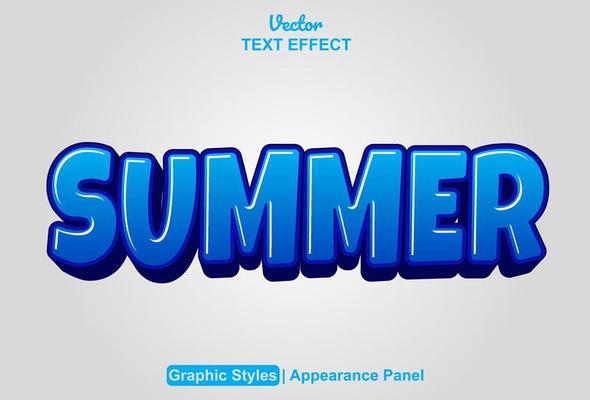 summer text effect with orange graphic style and editable.