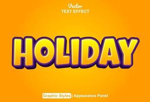 holiday text effect with orange and red graphic style editable. vector