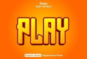 play text effect with orange color graphic style editable vector