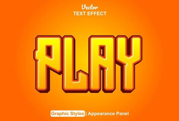 play text effect with orange color graphic style editable