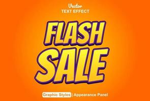 flash sale text effect with orange graphic style and editable. vector