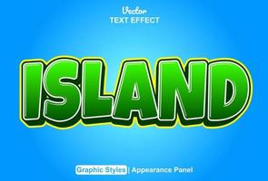 island text effect with green graphic style and editable. vector